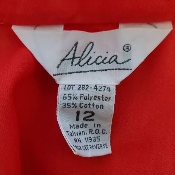 Vintage 80s Alicia Red Button-Up Blouse - Picture 5 of 6